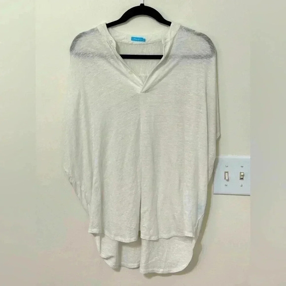J. McLaughlin Linen Tunic White Medium Oversized - Picture 1 of 7